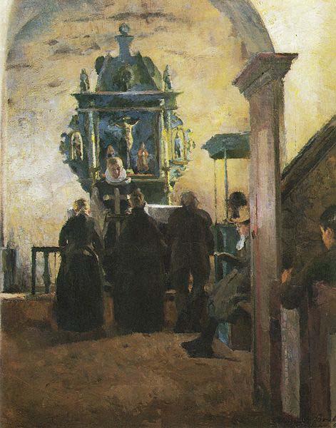 Harriet Backer Alteret i Tanum kirke Sweden oil painting art